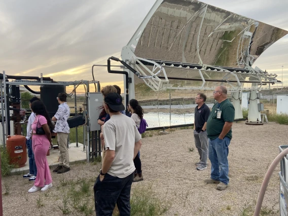 Students and teachers at solar-powered desalination system